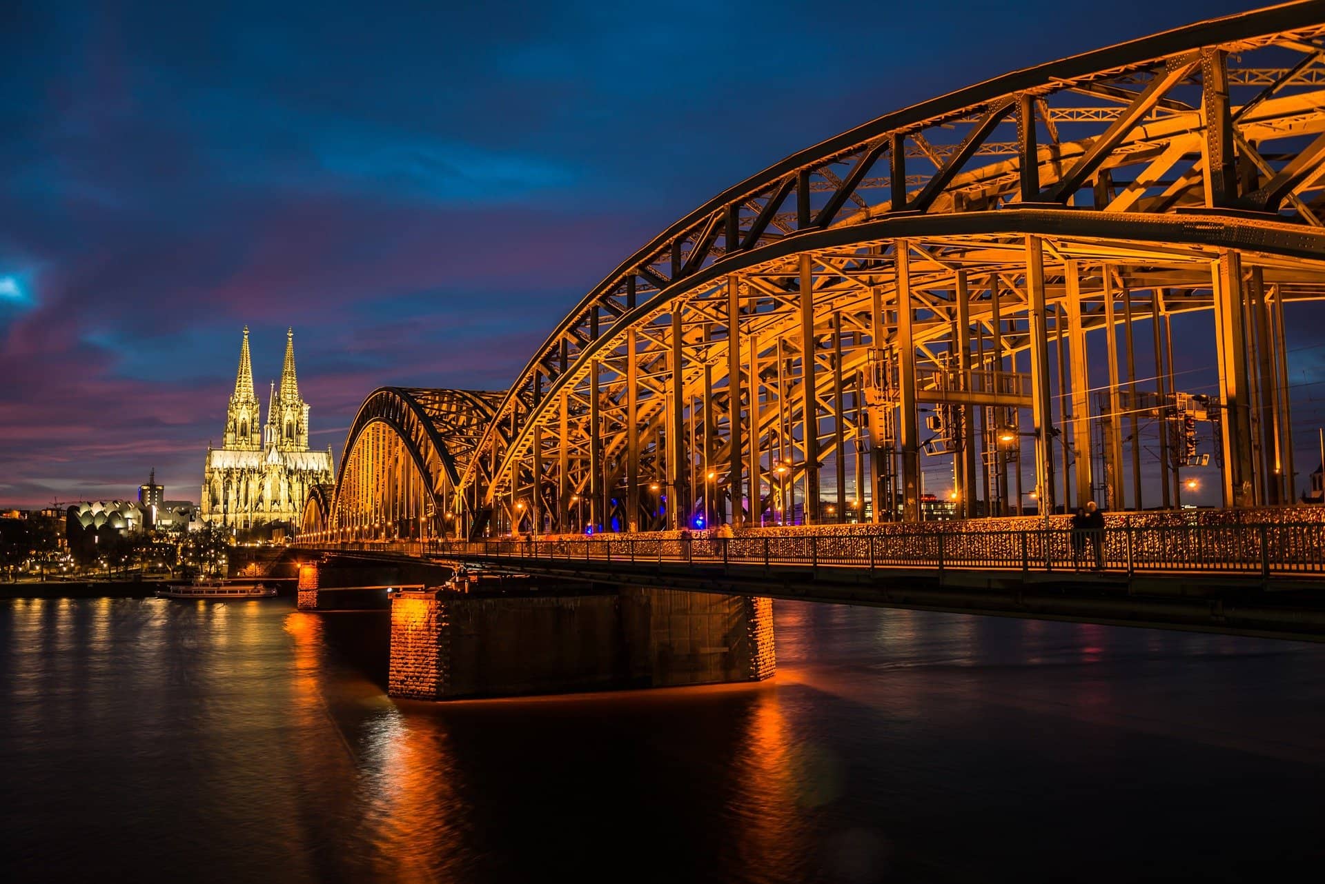 Köln bei Nacht - Hohenzollernbrücke und Dom
